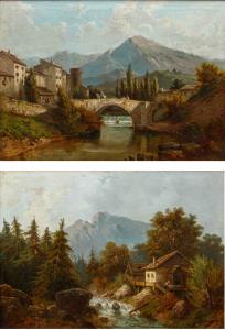 Costantino Rosa (Bergamo, 1803 – 1878), Coppia di paesaggi montani